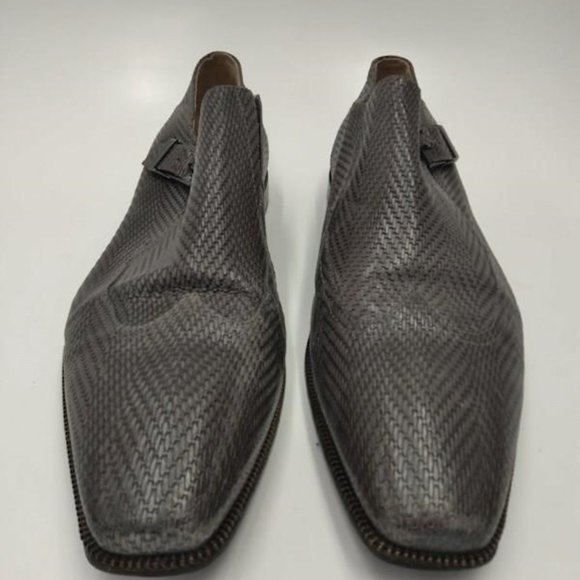 Cesare Paciotti Wing Tip Monk Strap Dress Shoes Size 12US Grey Leather Italy - Picture 1 of 6